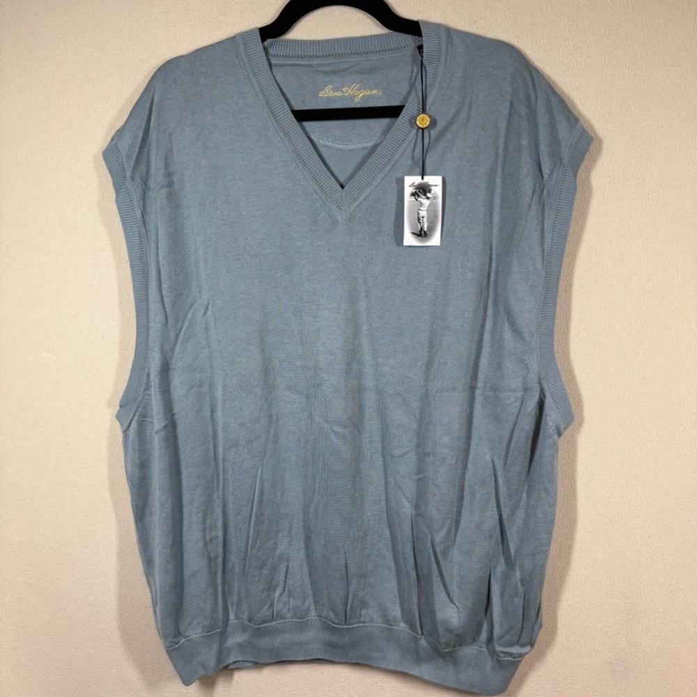 NOS Ben Hogan Mens Pima Cotton Tencel Grandpacore Golf Sweater Vest XXL Blue